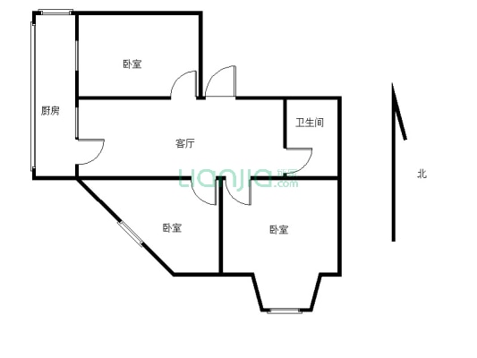 评剧团外贸住宅小区3-1-1-1 74.00m²-户型图