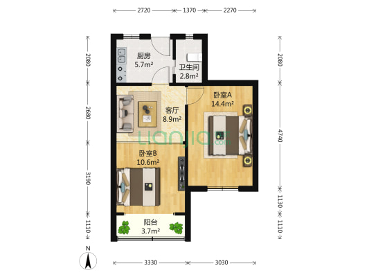 共宁小区  2室1厅1卫 62平方