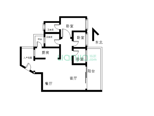 三江新区 太阳岛标准三房 简单装修 诚意出售-户型图