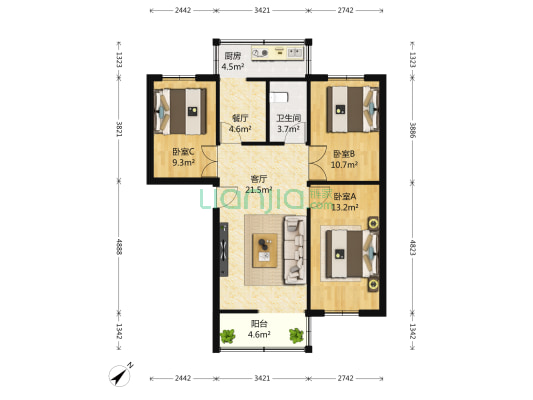包家巷127号 3室2厅1卫 101平方