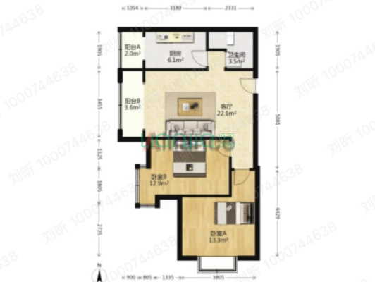 集中供暖 全天采光无遮挡 房本满二 107国道旁出行方便-户型图