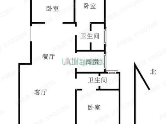 双语旁 电梯洋房 一梯两户 南北通透三居双卫-户型图