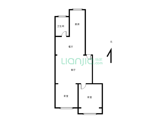 ：安居小区 步梯6楼 通透两室 单价低-户型图