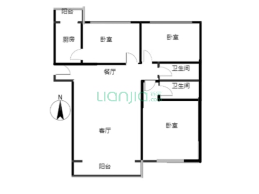 房本满二  电梯房 集中供暖 107国道旁出行方便-户型图