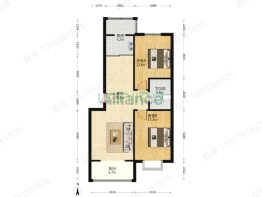 此房南北通双透格局好，自住装修-户型图