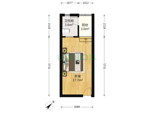 二环路西二段84号 1室0厅1卫 36平方