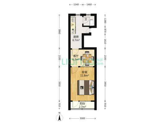 康健路120弄 1室1厅1卫 39平方