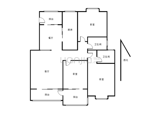 多层住宅大三室 小区环境之优美-户型图