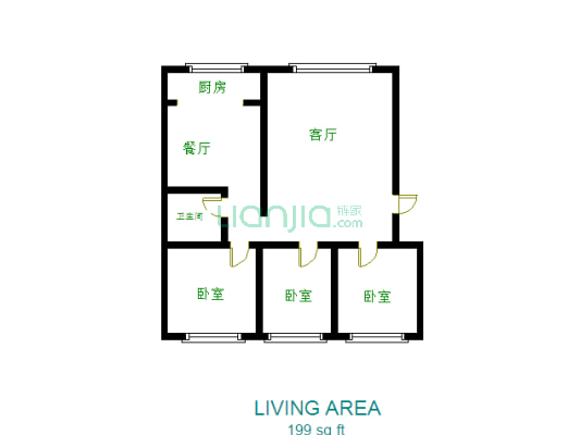迎宾小区  一楼 舒适3居室 带地下室-户型图
