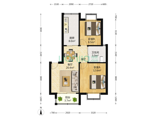 景舒苑八村 2室2厅1卫 75平方