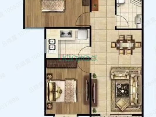 金域中央 集中供暖 全阳两居 有本随时过户-户型图