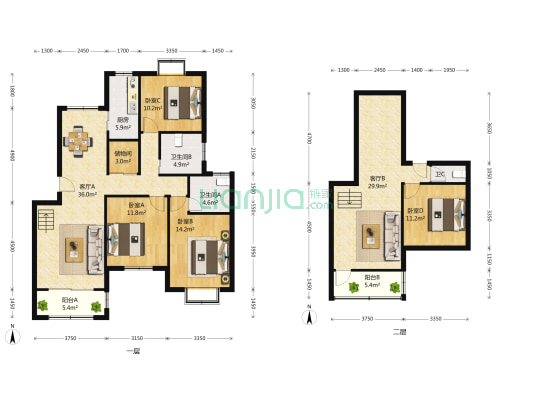 吴杨雅苑 3室2厅2卫 118平方
