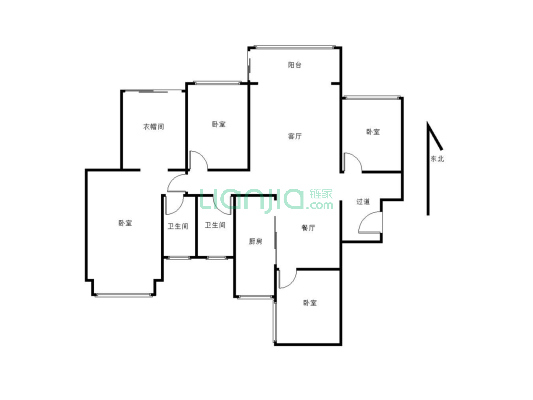 河东御澜山精装四房出售，带100平米私家园，关门卖-户型图