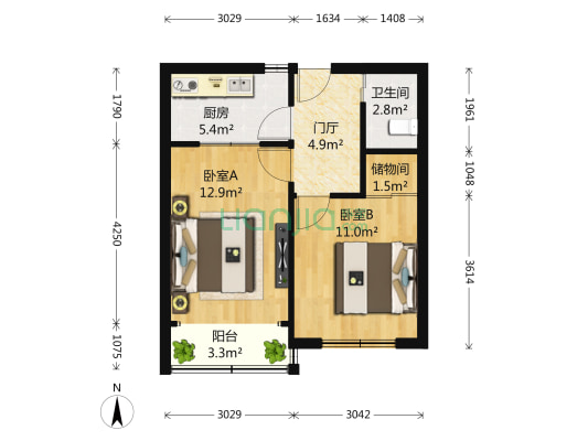 兰考路小区 2室0厅1卫 60平方