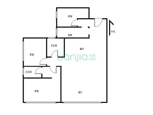 梦想N+  3室2厅2卫   精装修拎包入住-户型图