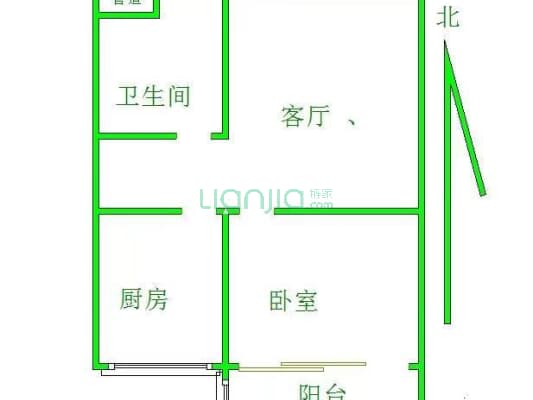 力高豪园东园 2室2厅 南 北-户型图