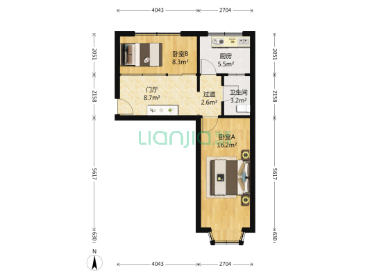 劳动局小区 2室0厅1卫 59平方
