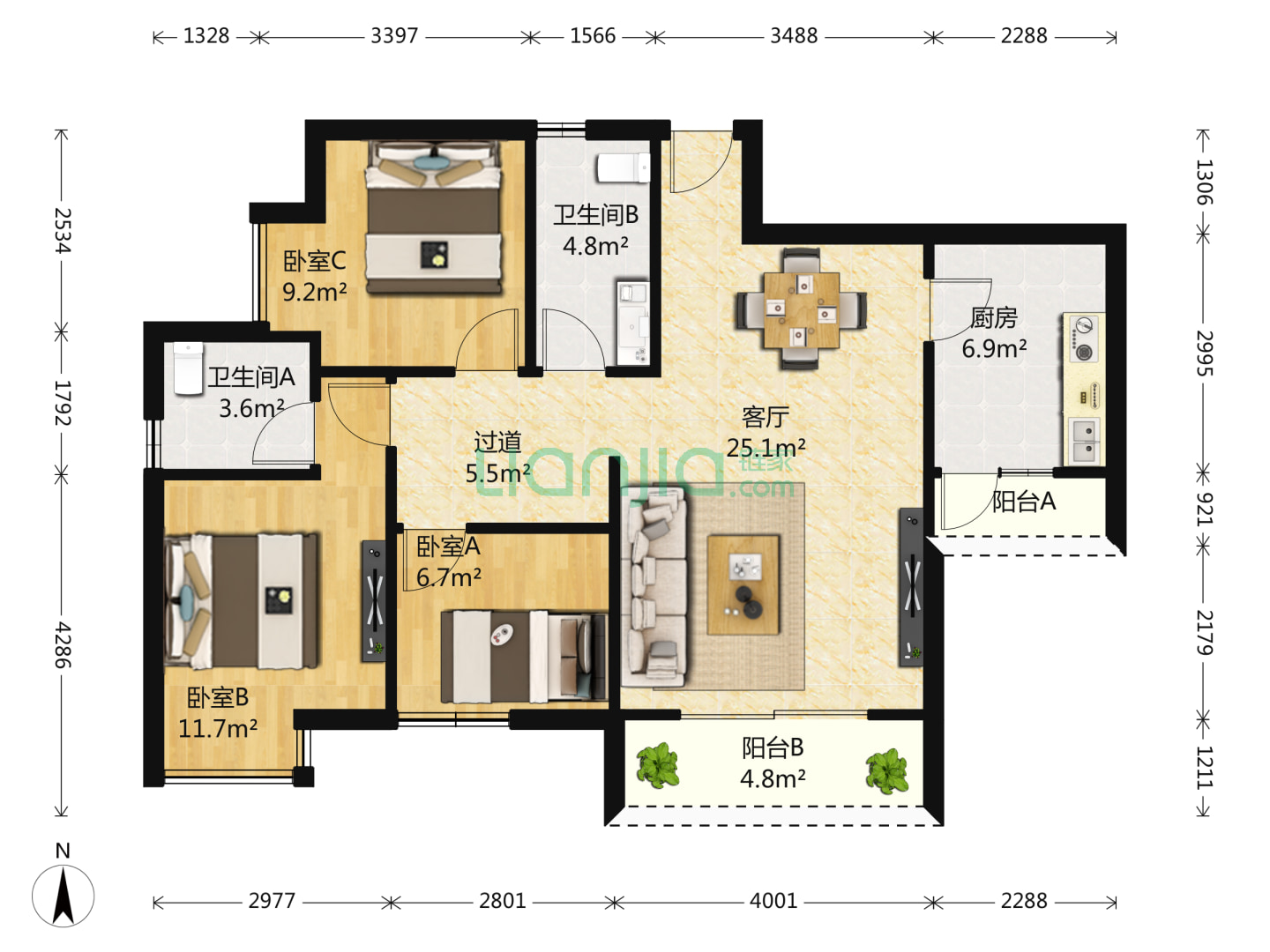 户型方正采光好,小区环境好,业主诚心 近轻轨站