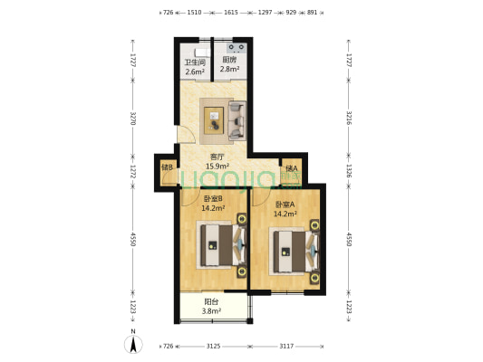 白下路273号 2室1厅1卫 73平方