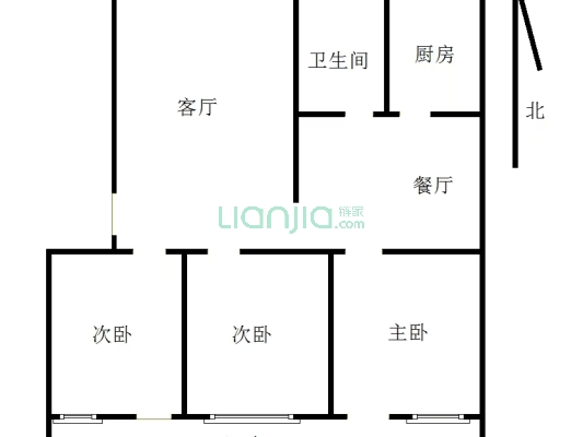 华光小区 3室2厅 北 南-户型图