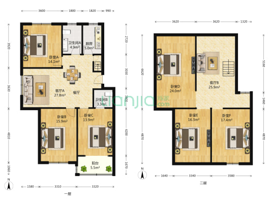 商建公寓 6室2厅2卫 113平方