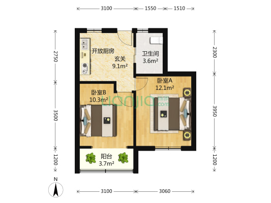 番禺路998弄 2室1厅1卫 47平方