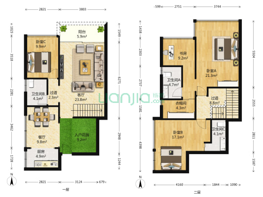 阳光海滨花园 4室2厅3卫 87平方