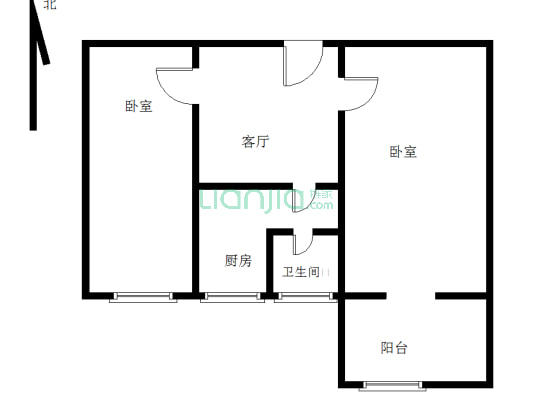 七十年大产权   全阳两居  中间楼层-户型图