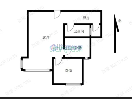 全阳两居户型，采光好，精装修，低楼层-户型图