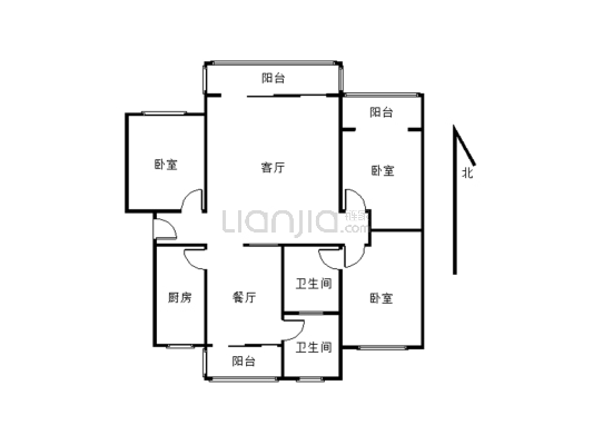 准电梯房大型小区 3室2厅 小区环境干净舒适 适合居住-户型图