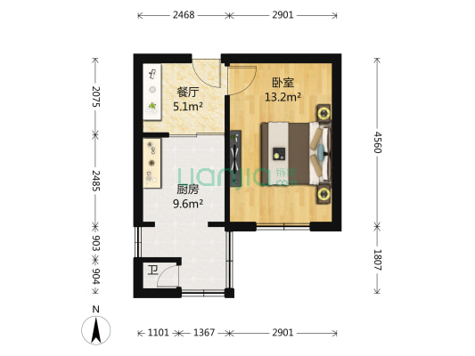 友爱街 1室1厅1卫 37平方