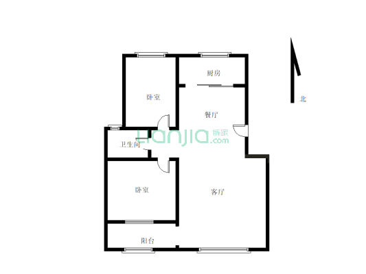 名雅苑 大两室简单装修，看房方便-户型图