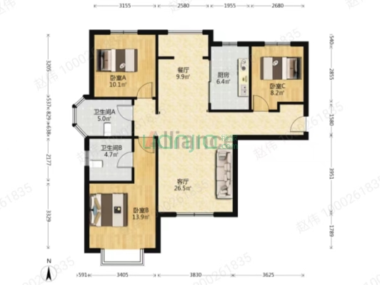 香邑溪谷南北双通透精装修大三中间楼层房本满二-户型图