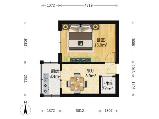 民寿里 1室1厅1卫 32平方