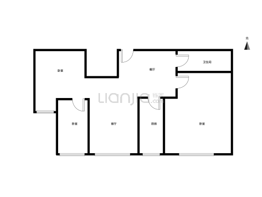 碧峰家园二区 精装修 三室一厅一卫-户型图