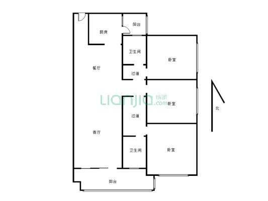 正黄·金域名邸3-2-1-2 98.98m² 电梯中层看房有钥匙-户型图