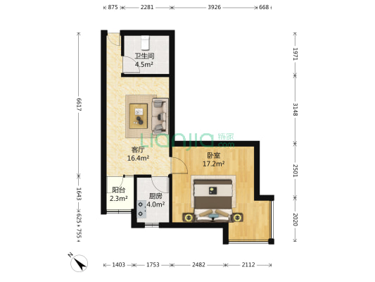 巨宇融鑫花园 1室1厅1卫 52平方