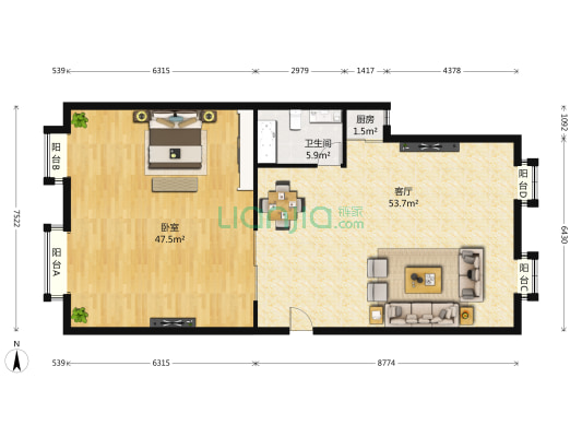 星源国际 3室2厅 154.57平米-户型图