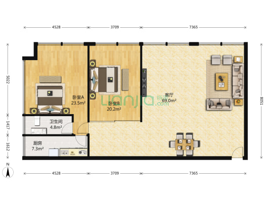嘉业大厦二期 2室1厅1卫 206平方