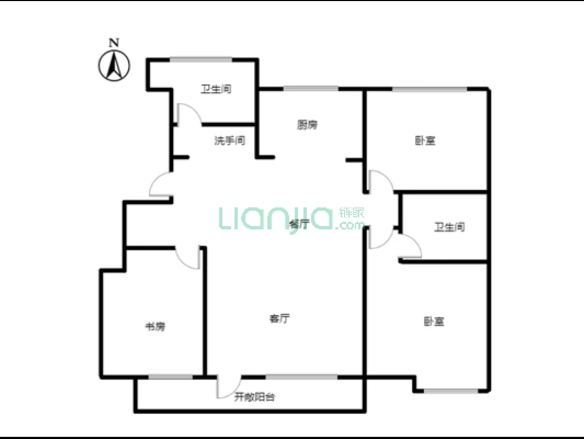 洋房 三居双卫 央企开发 集中供暖 三阳开泰房型-户型图