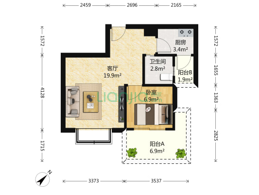 格调城 1室1厅1卫 51平方