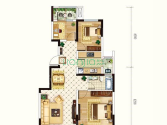 华融现代城 3室1厅 南 北-户型图