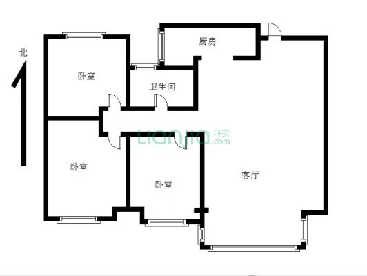 万达沁府电梯19楼110平三居室房证过2年看房方便-户型图