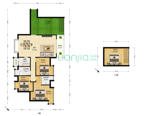 圣源华庭 4室1厅2卫 119平方