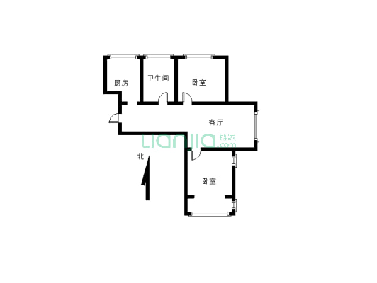 万达平安雅居 电梯2室2厅拎包入住房证过2年-户型图
