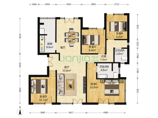 御沁园东区 4室1厅2卫 445平方