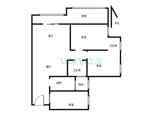 标准现房4室，实用面积大，好像 户型方正-户型图