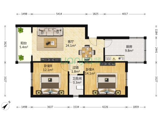 蜀东小区 2室1厅1卫 100平方