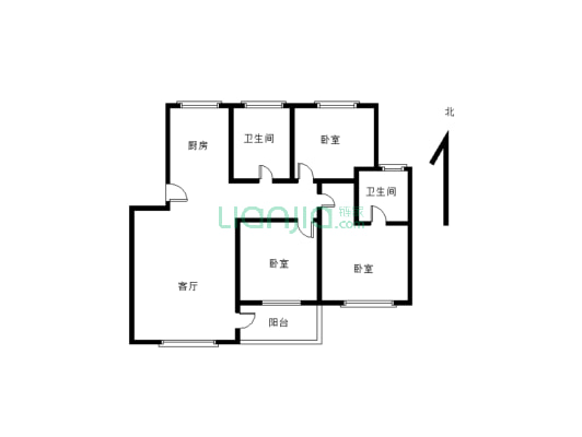 科海明珠 电梯9楼 精装三室双卫 房子现代风装修-户型图