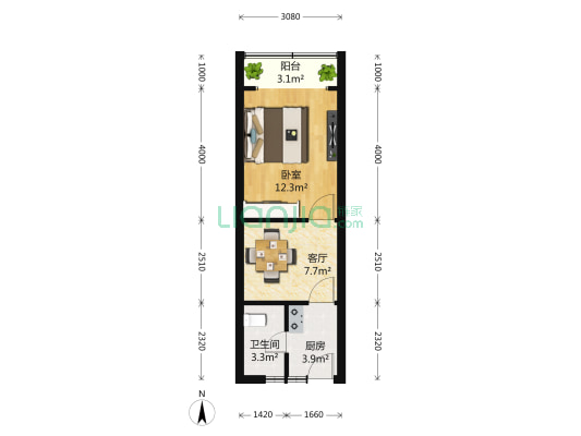 老沪太路270号 1室1厅1卫 41平方